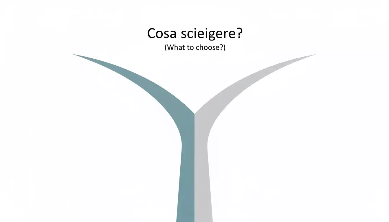 Bivio con due frecce che indicano direzioni opposte simbolo di scelta