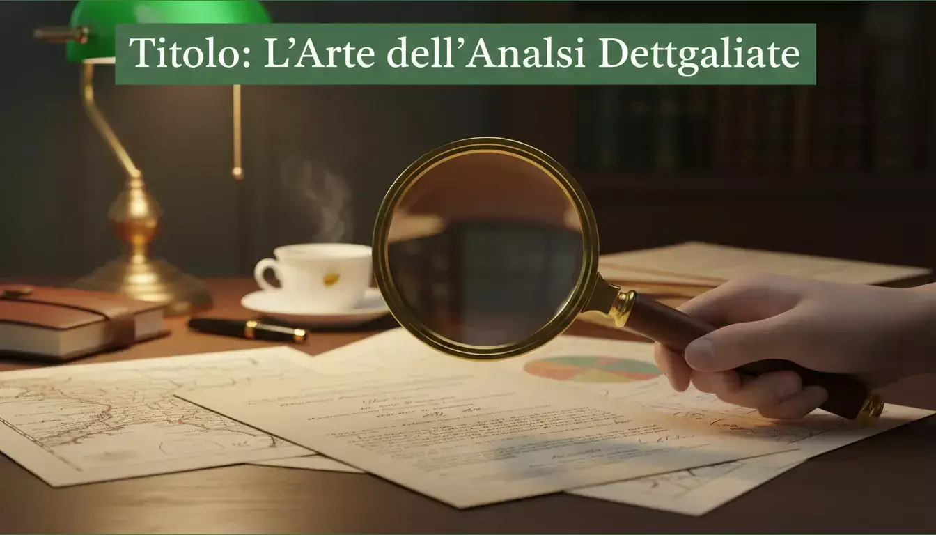 Lente di ingrandimento su documenti simbolo di analisi approfondita
