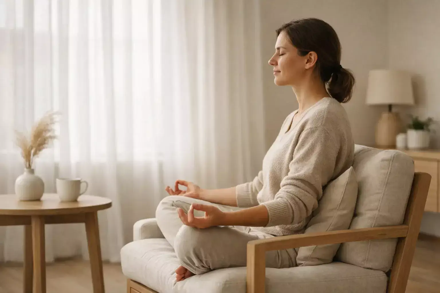 Persona seduta in meditazione che rappresenta calma e controllo emotivo