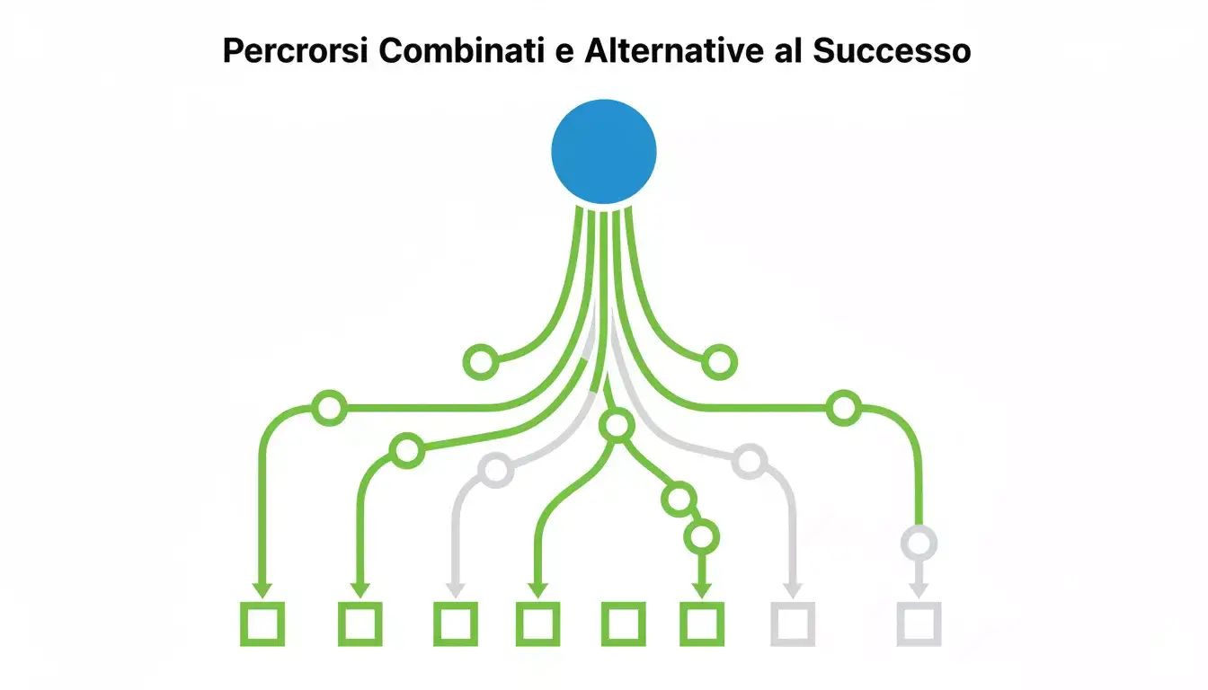 Diagramma con percorsi alternativi che rappresenta combinazioni multiple