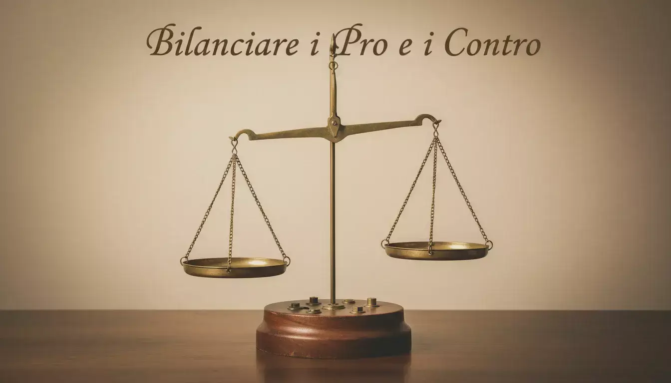 Bilancia che pesa pro e contro di una decisione