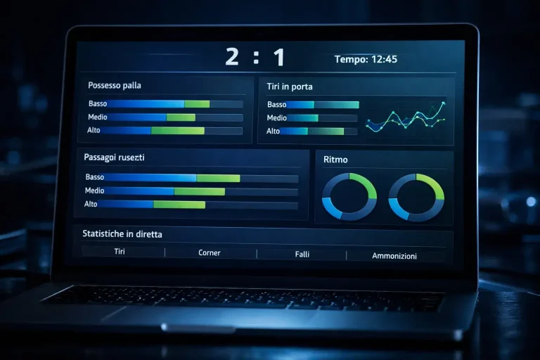 Dashboard con statistiche e dati in tempo reale su schermo