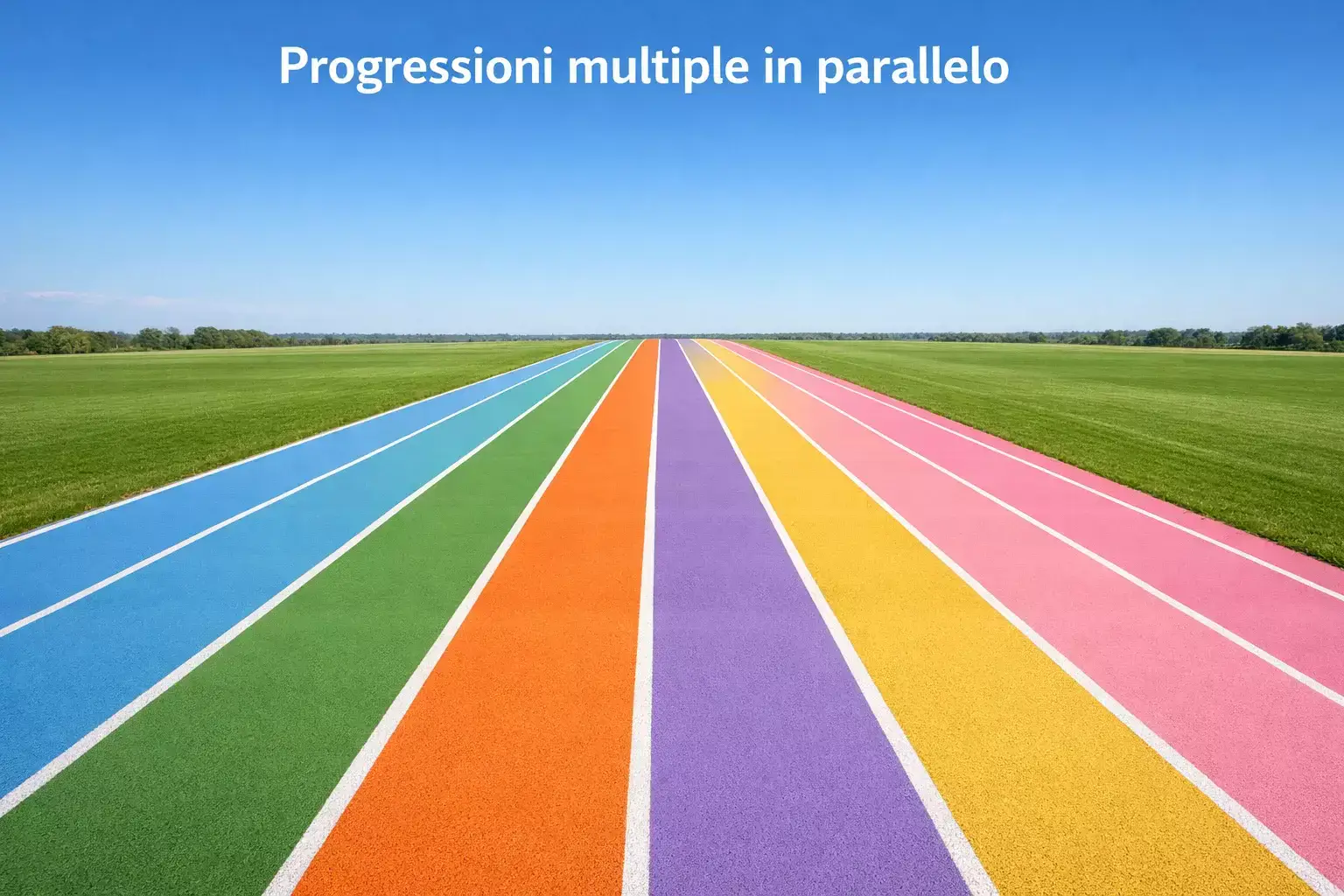 Sei percorsi paralleli che rappresentano progressioni multiple