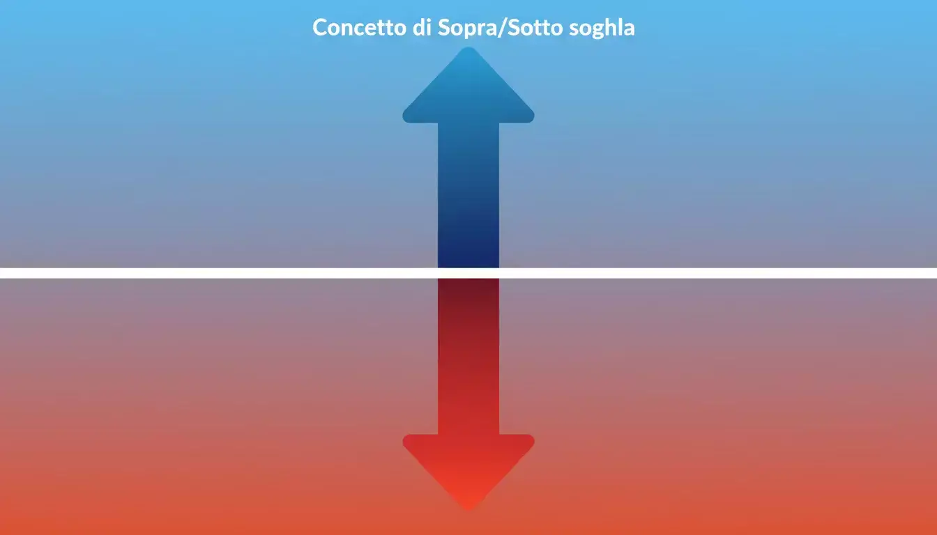 Linea orizzontale con frecce verso l'alto e il basso simbolo di soglia