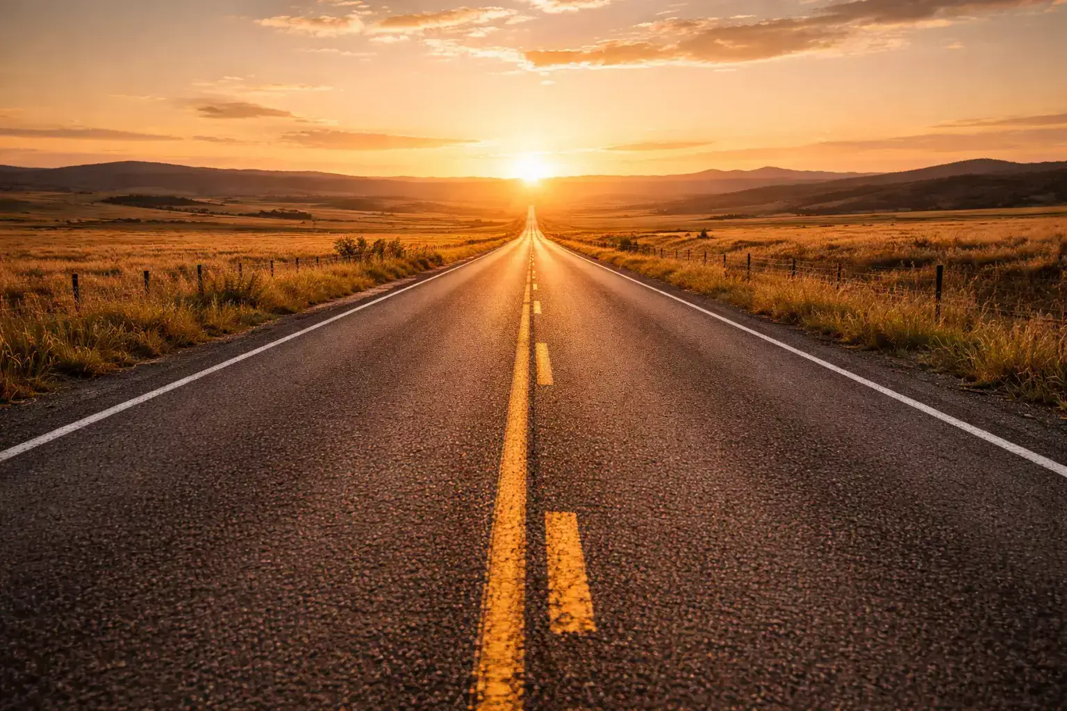 Orizzonte con strada che si estende verso il futuro simbolo di visione a lungo termine