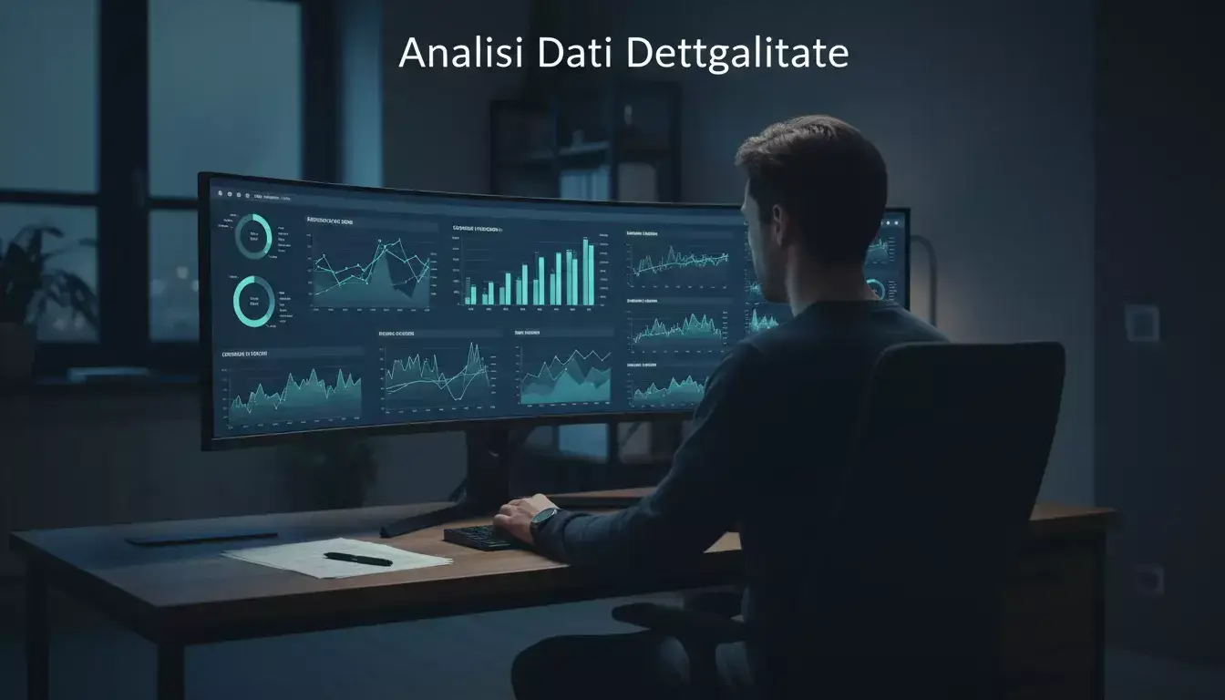 Persona che studia grafici e tendenze su schermo