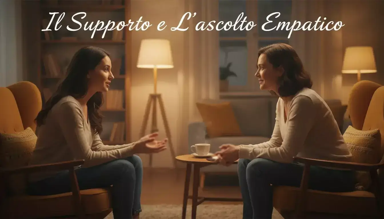 Due persone in conversazione che rappresenta supporto e ascolto