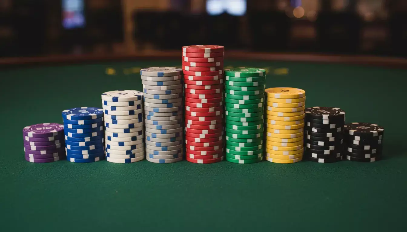 Pile ordinate di gettoni che rappresentano gestione organizzata delle risorse