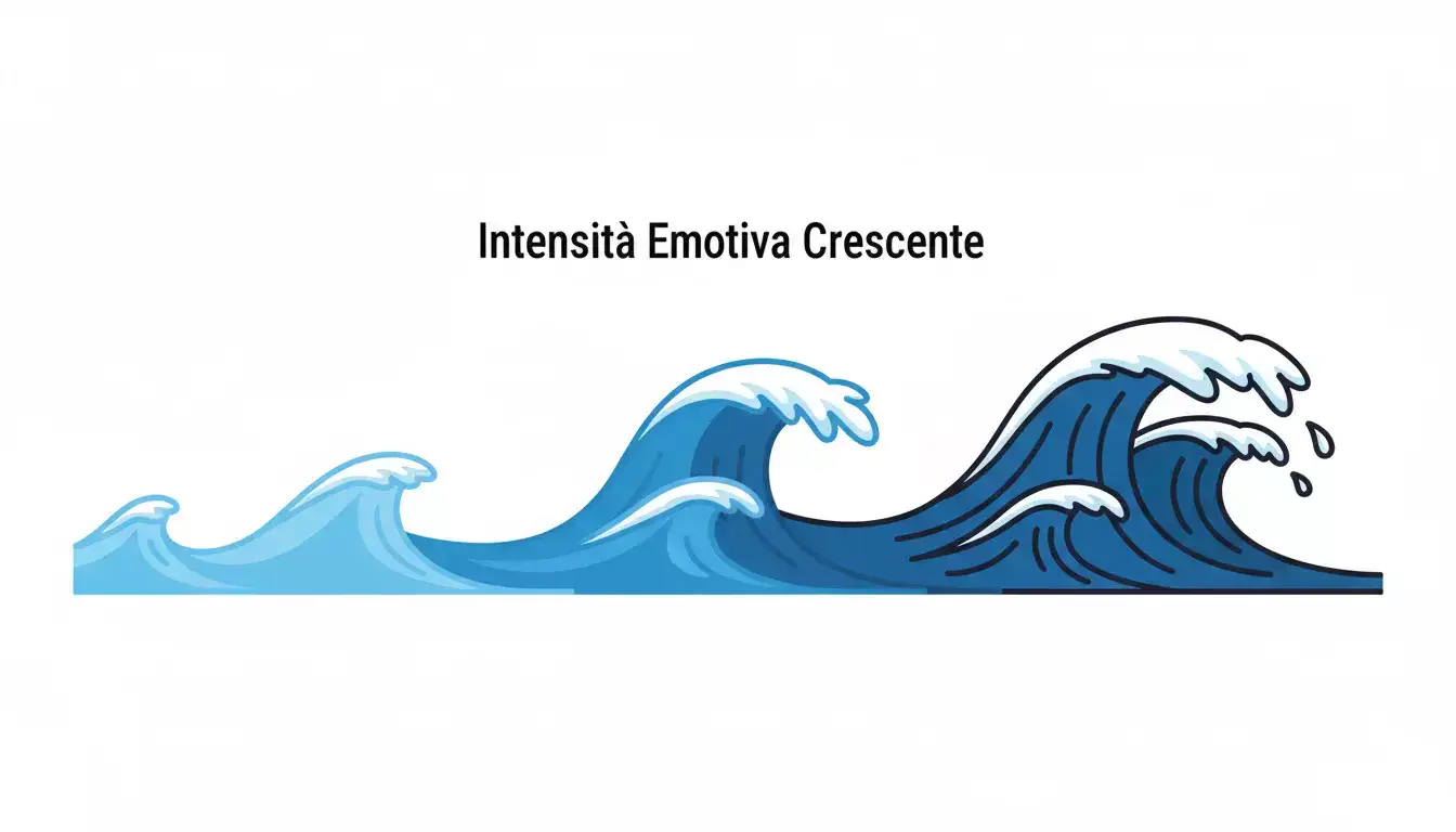 Tre onde di diversa intensità che rappresentano diversi livelli di turbolenza emotiva