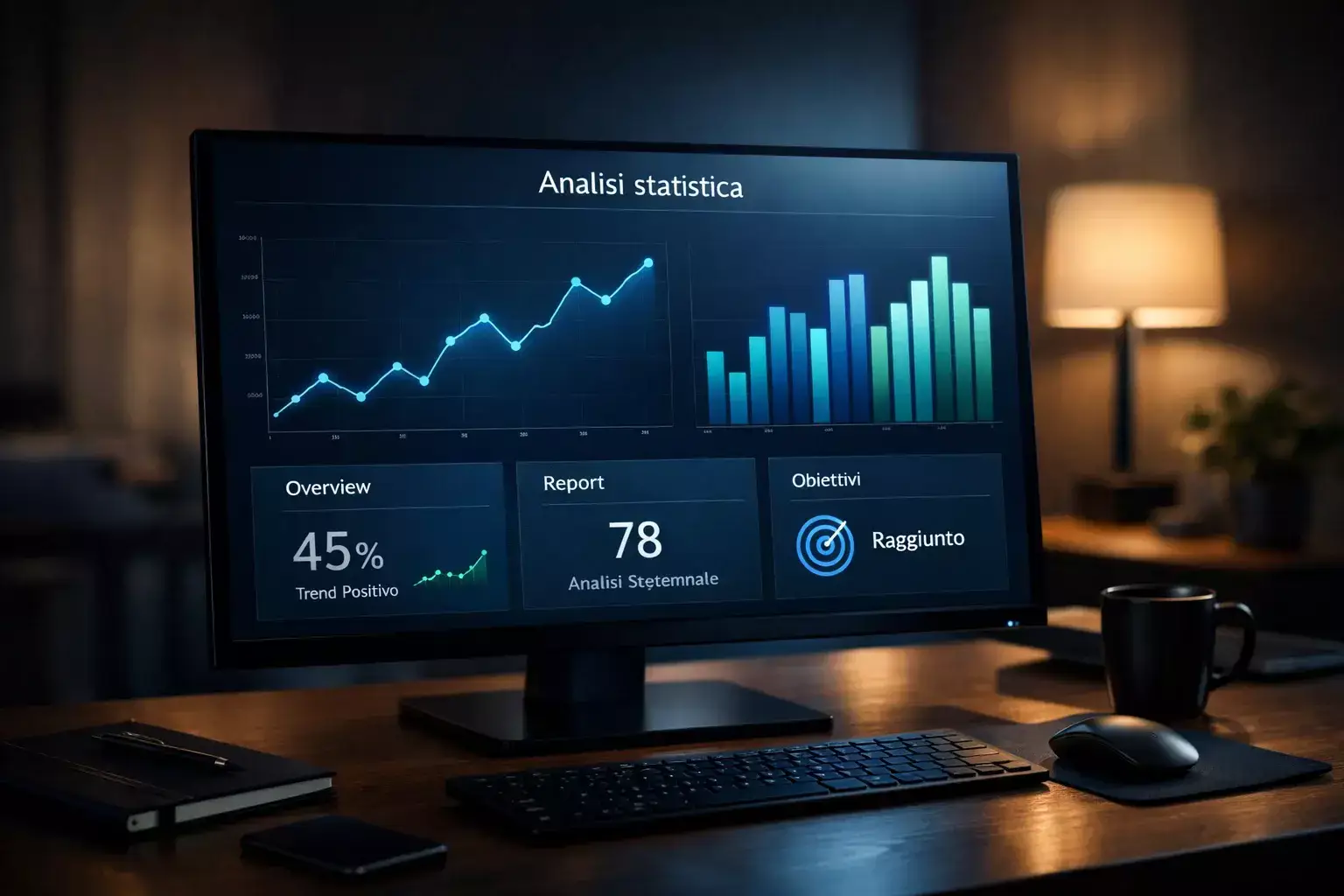 Analisi di dati e statistiche su schermo con grafici